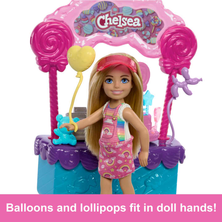 Barbie Chelsea Doll & Lollipop Stand, 10-Piece Toy Playset With Accessories
