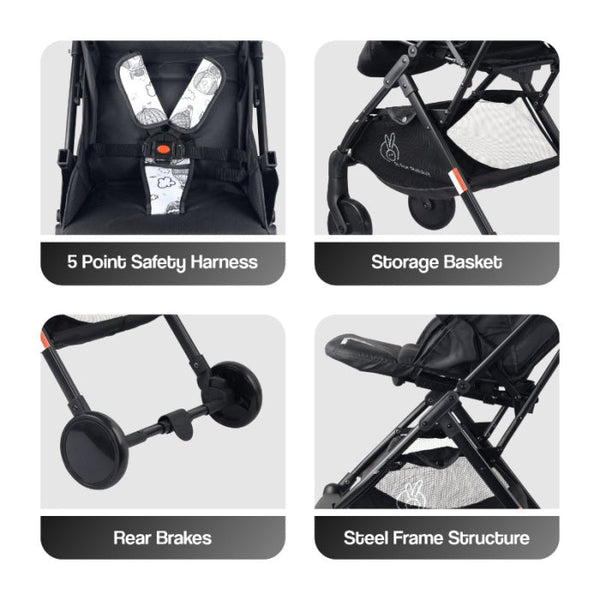 R For Rabbit Stroller Pocket Stroller Lite Black White