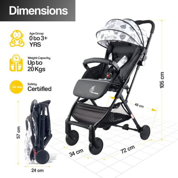 R For Rabbit Stroller Pocket Stroller Lite Black White