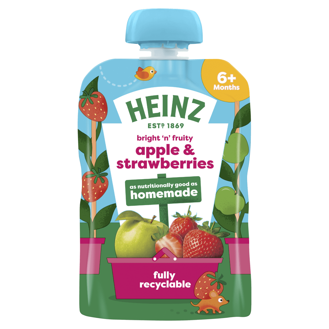 Heinz Apple & Strawberry Baby Food Puree – 6+ Months, 100g