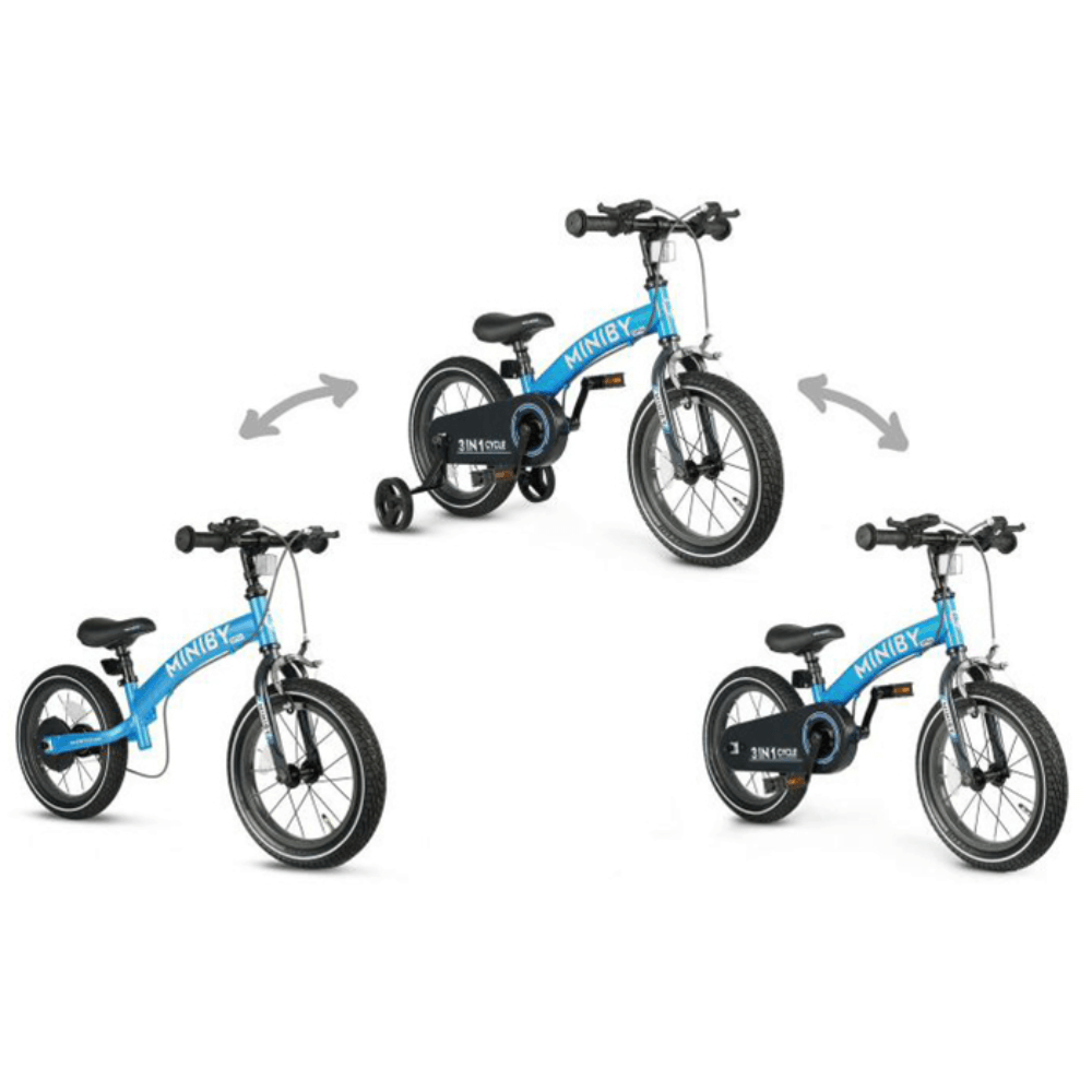 QPlay Miniby 3-in-1 Kids Bike 14 Inch Blue