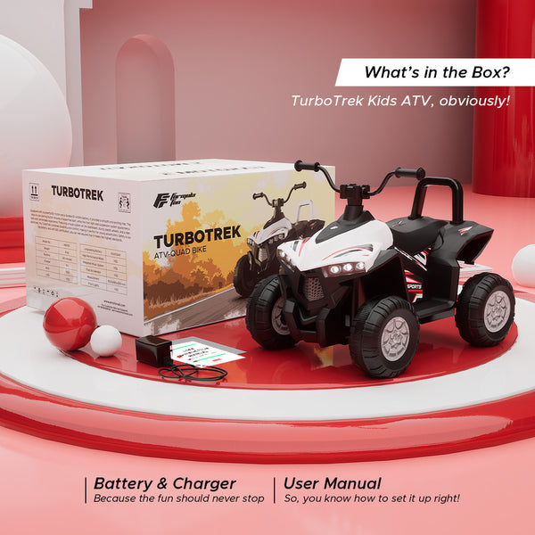 EMotorad Formula Fun Turbo Trek ATV Ride On - White