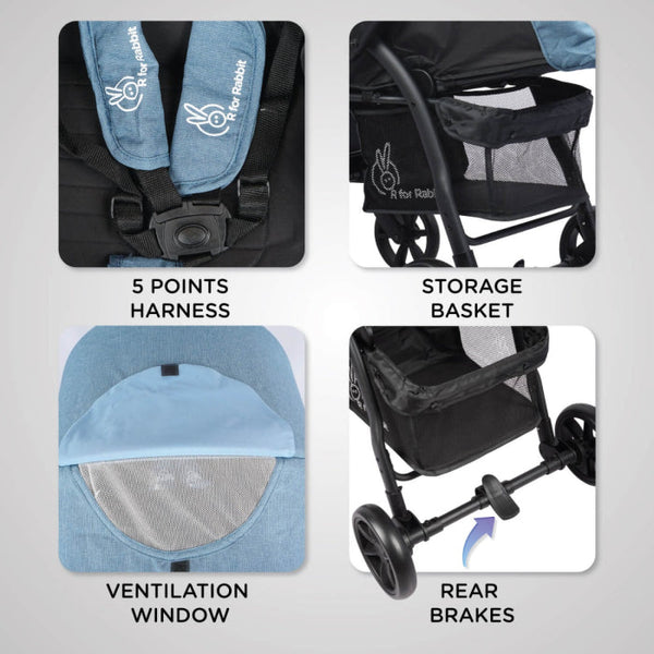 R For Rabbit Stroller Falcon Flight Blue Black