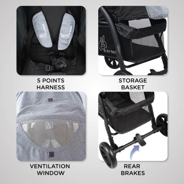 R For Rabbit Stroller Falcon Flight Grey Black