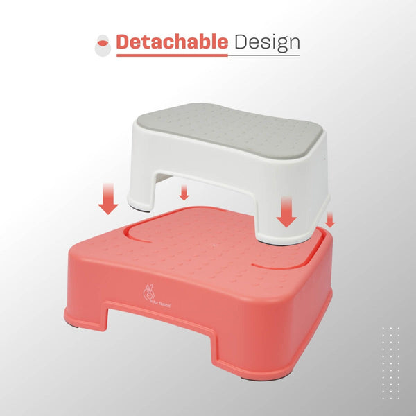 R For Rabbit Potty Step Stool Tiny Feets Red White