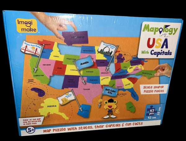 Mapology USA States, Capitals, Fun Facts, 47 pcs Puzzle, BRAND NEW/SEALED