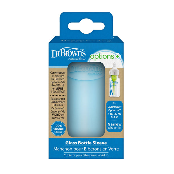 Dr. Browns Options+ Narrow Glass Bottle Silicone Sleeves Blue 250ML