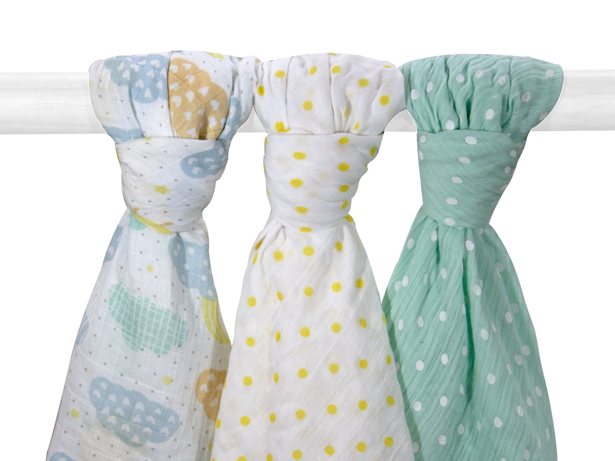 Abracadabra Cotton Muslin Swaddles Set of 3 – Lost in Clouds