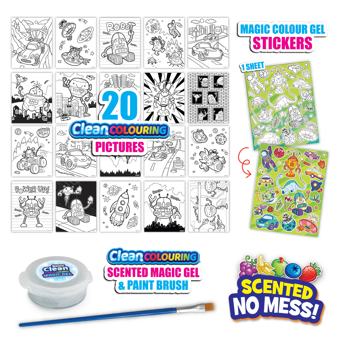 Scentos CleanColouring Magic Gel Painting Adventure Set