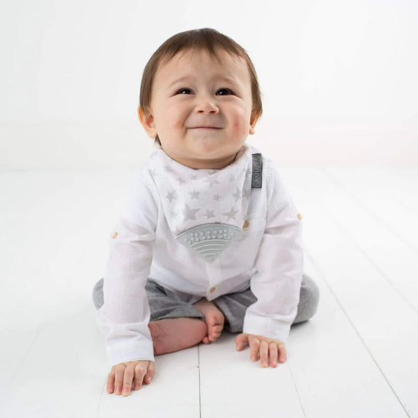 Cheeky Chompers Silver Stars Muslin Neckerchew