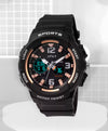 Spiky Eva6 Analog & Digital Sporty Watch - Black