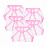 Tinycare Reusable Baby Nappies With Coloured Borders Plain Pink ( Pack of 5 ) - Medium Size