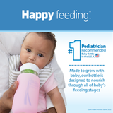 Dr. Brown’s Natural Flow Anti-Colic Options+ Wide-Neck Glass Baby Bottle 270ml Clear