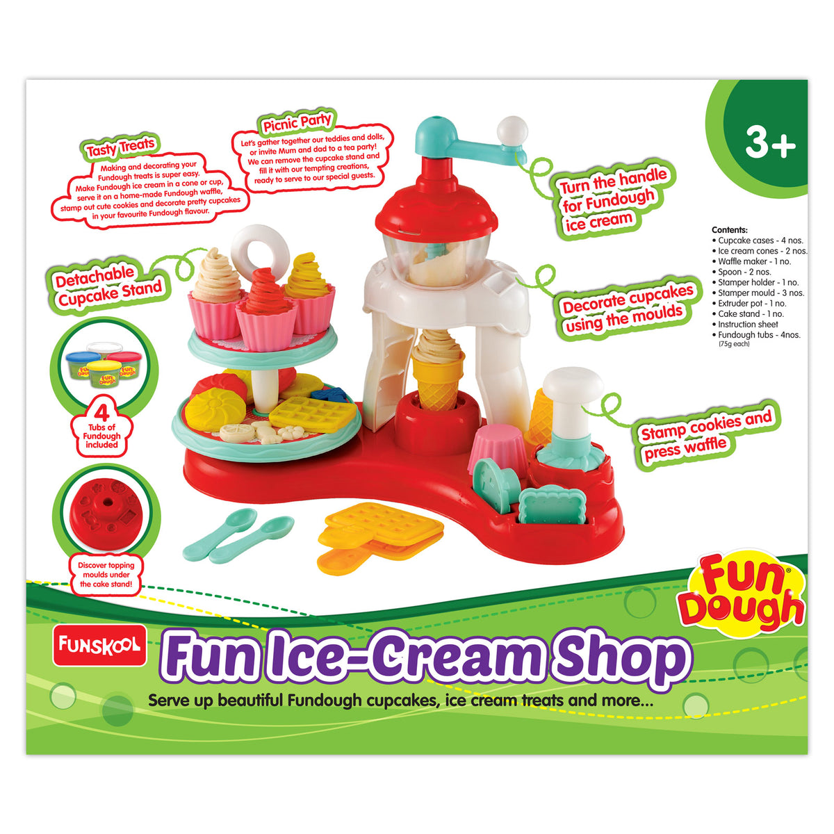 Dough Playset Funskool Fundough Ice Cream Shop 4 Tubs 3Y+ – Multicolour