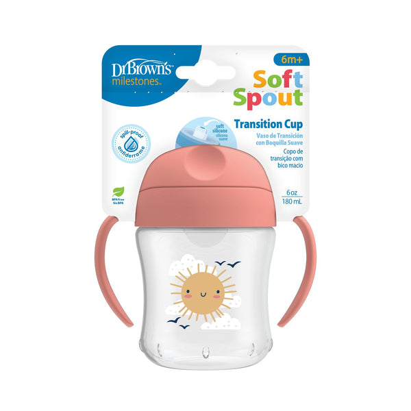 Dr Browns Soft Spout Transition Cup 6 Oz - Pink