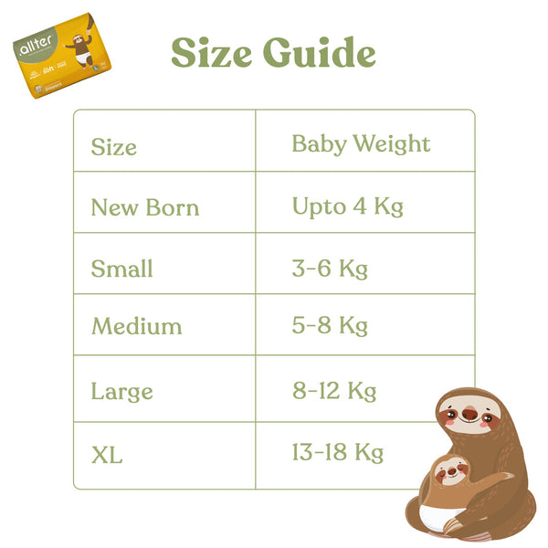 Allter Organic Bamboo Diapers- Medium Size (5-8 kgs) - 28Pcs