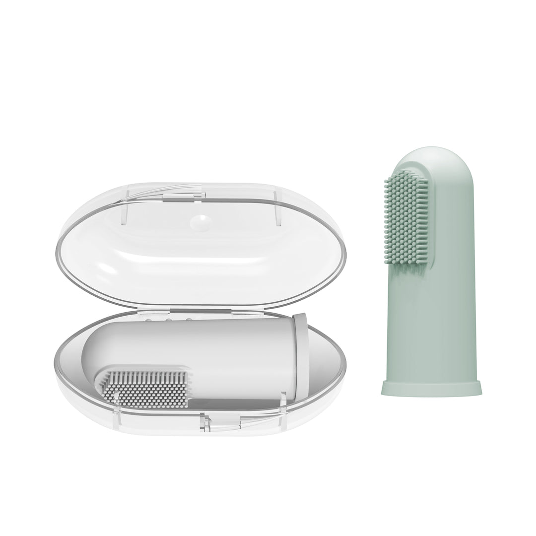 Dr. Brown’s Silicone Finger Toothbrush Pack of 2 Grey & Light Green