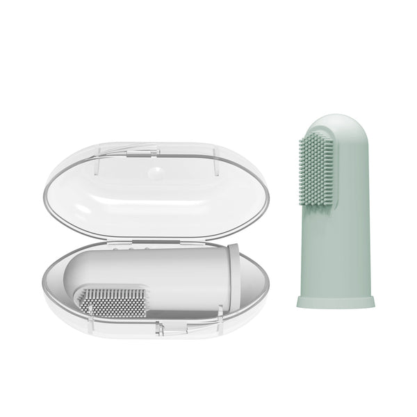 Dr. Brown's Silicone Finger Toothbrush With Case Pack Of 2 - Grey And Light