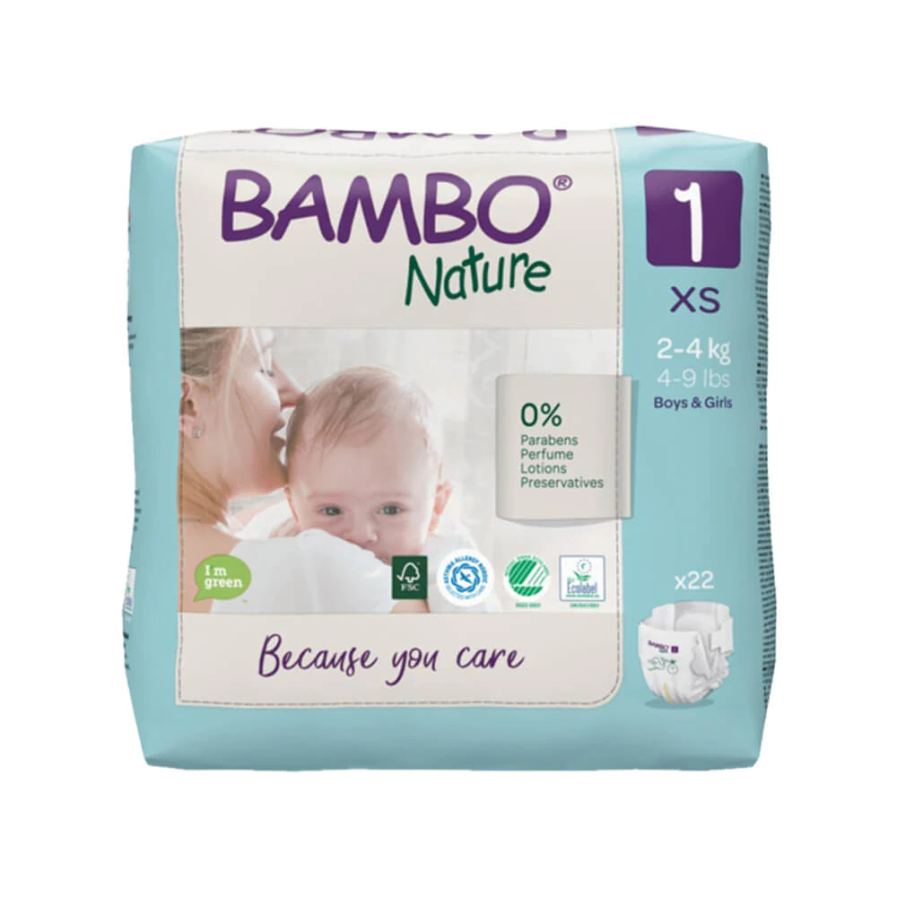 Bambo Nature Premium Baby Tape Diapers Size 1 XS 2–4 kg – 22 Pack