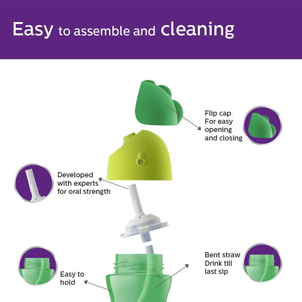 Philips Avent Bendy Twin Handle Straw Cup - Purple 200ml