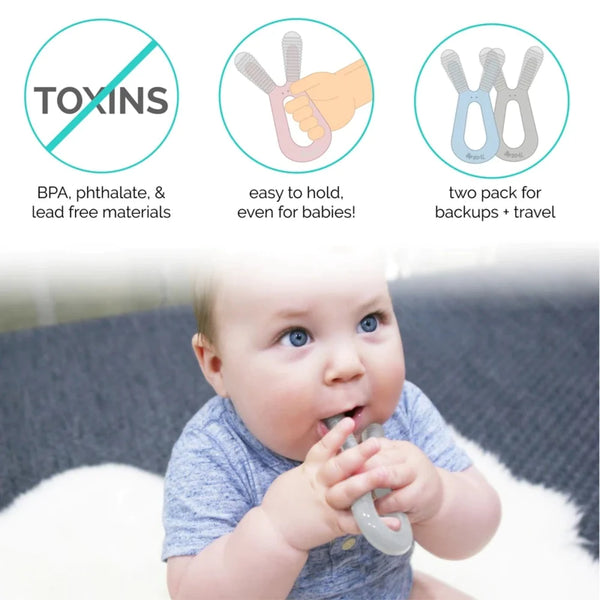 Zoli Bunny Teether Mist Blue/Ash