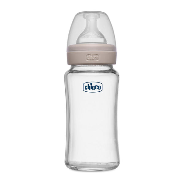 Chicco Well-Being Glass Feeding Bottle 240ML Medium Neutral 2M+
