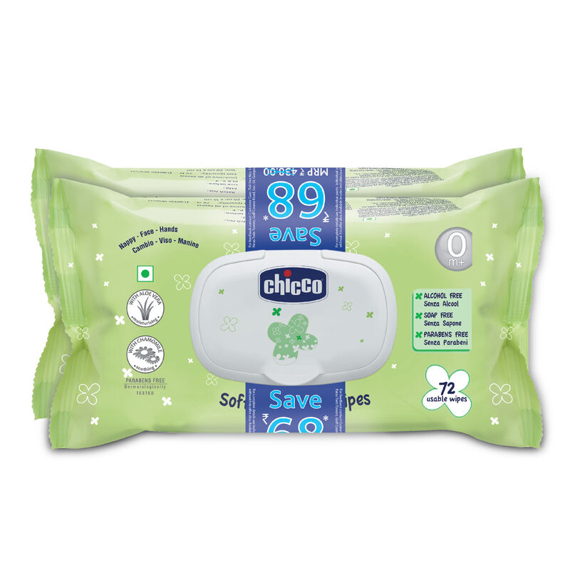 Chicco Soft Cleansing Baby Wipes 20 × 15 cm Pack of 144