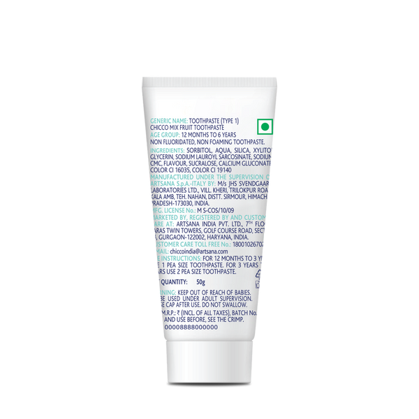 Chicco Tooth Paste Apple Banana No Fluoride (6M-6Y) (50G)