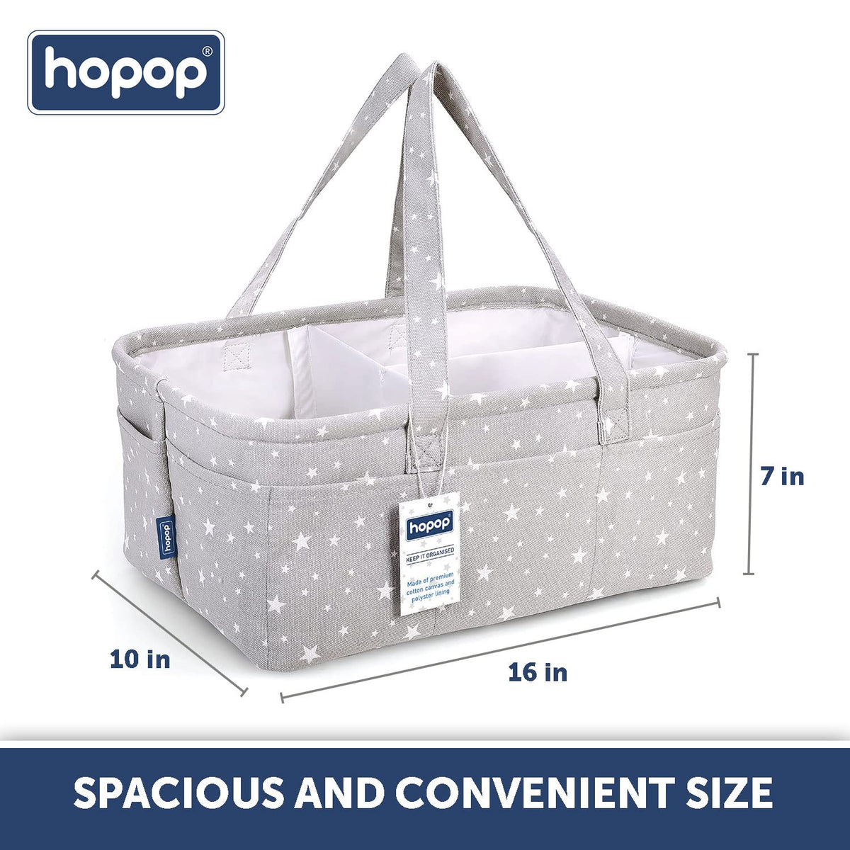 Hopop Baby Diaper Caddy Organiser 16 x 10 x 7 Inches Grey