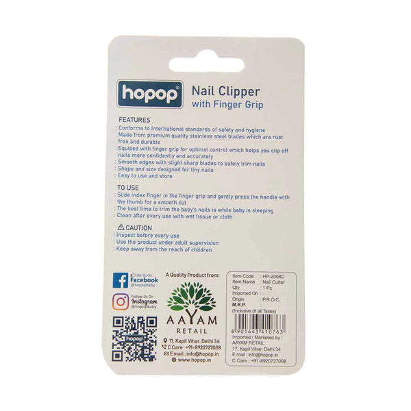 Hopop Nail Clipper With Finger Grip- Assorted