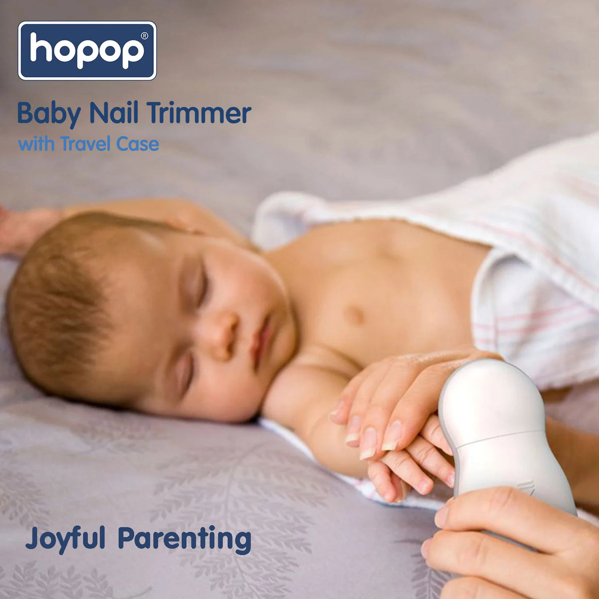 Hopop Electric Baby Nail Trimmer Safe & Silent Grooming with Storage Case 0M+ – White