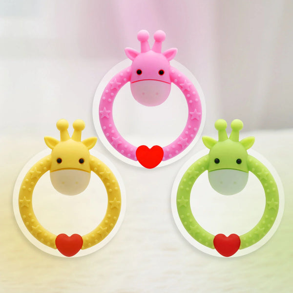 Hopop Easy Grip Giraffe Silicone Teether - Assorted Colour