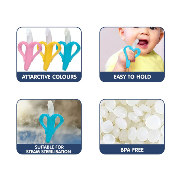 Hopop Easy Grip Banana Silicone Teether - Assorted Colour