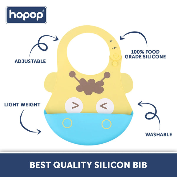 Hopop Easy Clean Crumb Catcher Silicon Bib- Assorted Print