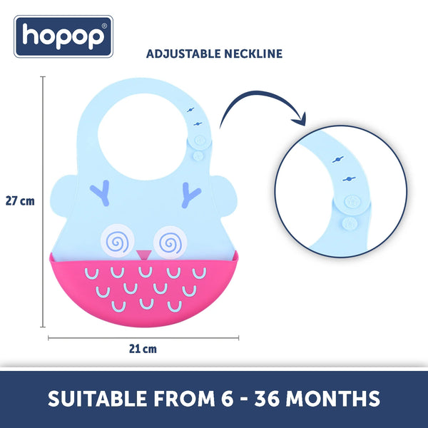 Hopop Easy Clean Crumb Catcher Silicon Bib- Assorted Print