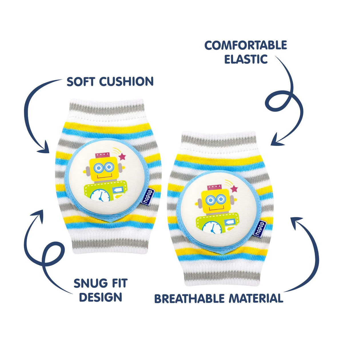 Hopop Anti-Slip Elbow & Knee Pads for Crawling Baby Free Size Multicolor