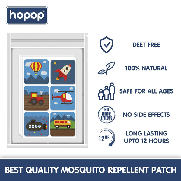 Hopop Mozzbito 100% Natural Mosquito Repellent Patches (Pack Of 24) - Assorted Print