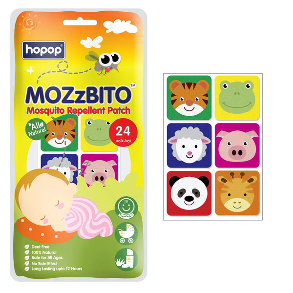 Hopop Mozzbito 100% Natural Mosquito Repellent Patches (Pack Of 24) - Assorted Print