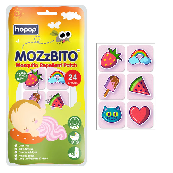 Hopop Mozzbito 100% Natural Mosquito Repellent Patches (Pack Of 24) - Assorted Print