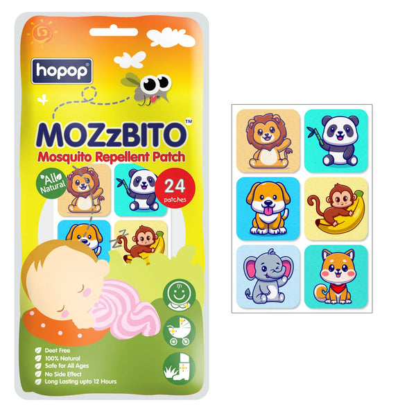Hopop Mozzbito 100% Natural Mosquito Repellent Patches (Pack Of 24) - Assorted Print
