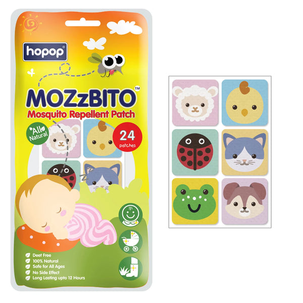 Hopop Mozzbito 100% Natural Mosquito Repellent Patches (Pack Of 24) - Assorted Print