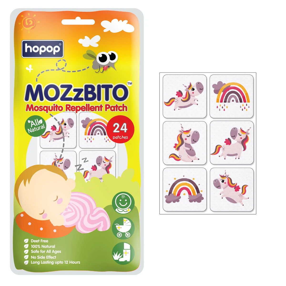 Hopop Mozzbito Natural Mosquito Repellent Patches 24 Patches – Assorted Print