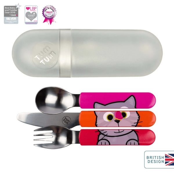 Tum Tum Easy Scoop Children'S Cutlery Set With Travel Case - Bluebell