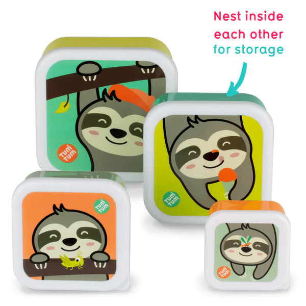 Tum Tum Nesting Children'S Snack Boxes, Set Of 4, Stanley Sloth