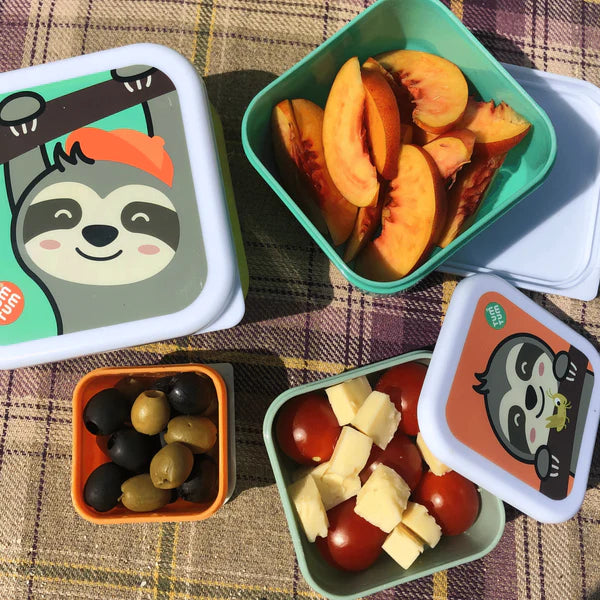 Tum Tum Nesting Children'S Snack Boxes, Set Of 4, Stanley Sloth