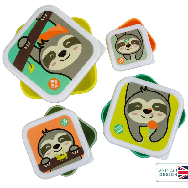 Tum Tum Nesting Children'S Snack Boxes, Set Of 4, Stanley Sloth