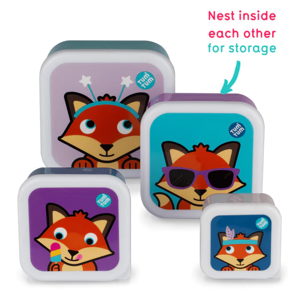 Tum Tum Nesting Children'S Snack Boxes, Set Of 4, Felicity Fox