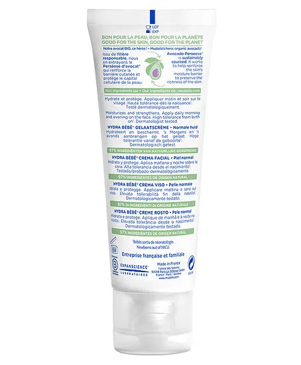 Mustela Hydra Bébé Facial Cream with Avocado 40ml – White