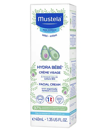 Mustela Hydra Bébé Facial Cream with Avocado 40ml – White