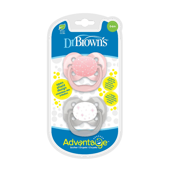 Dr Browns Pink Stars Advantage Pacifiers (Stage 1) | Pack Of 2